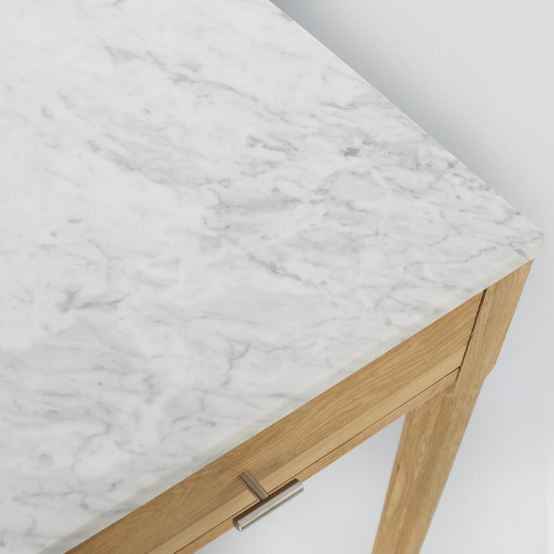 Meno 36" Rectangular Italian Carrara White Marble Console Table with Legs