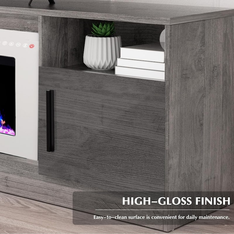 Bossin 70" Fireplace TV Stand with 36" Electric Fireplace, TV Stand for TVs Up to 80", 16 Colors LED Lights/Entertainment Center