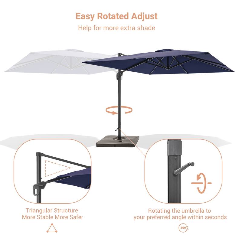 LIVOOSUN Patio10x10FT Aluminum Cantilever Umbrella Solution-Dyed Fabric w/Base