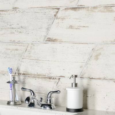 Merola Tile Retro Naveta Blanc 7.13" x 16.38" Porcelain Floor and Wall Tile