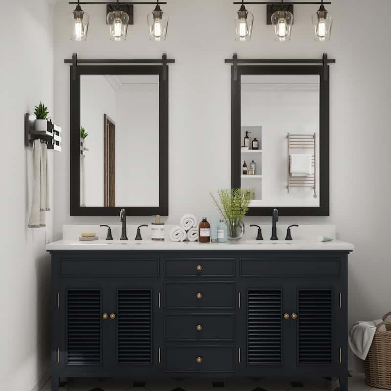 Rural Style Wall Mirrors Farmhouse Bathroom Mirrors Barn Mirror Vanity Mirror with Wood Framed(1 Piece)