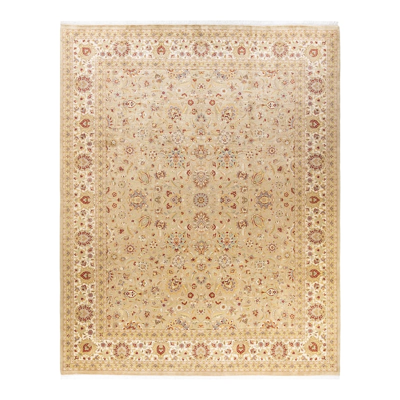 Overton Hand Knotted Wool Vintage Inspired Traditional Mogul Ivory Area Rug - 9 x 12