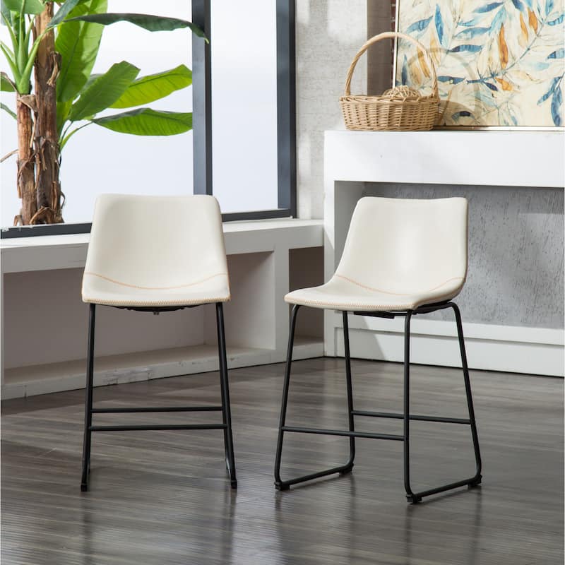 Vintage Counter Height Stools,Set of 2 - White