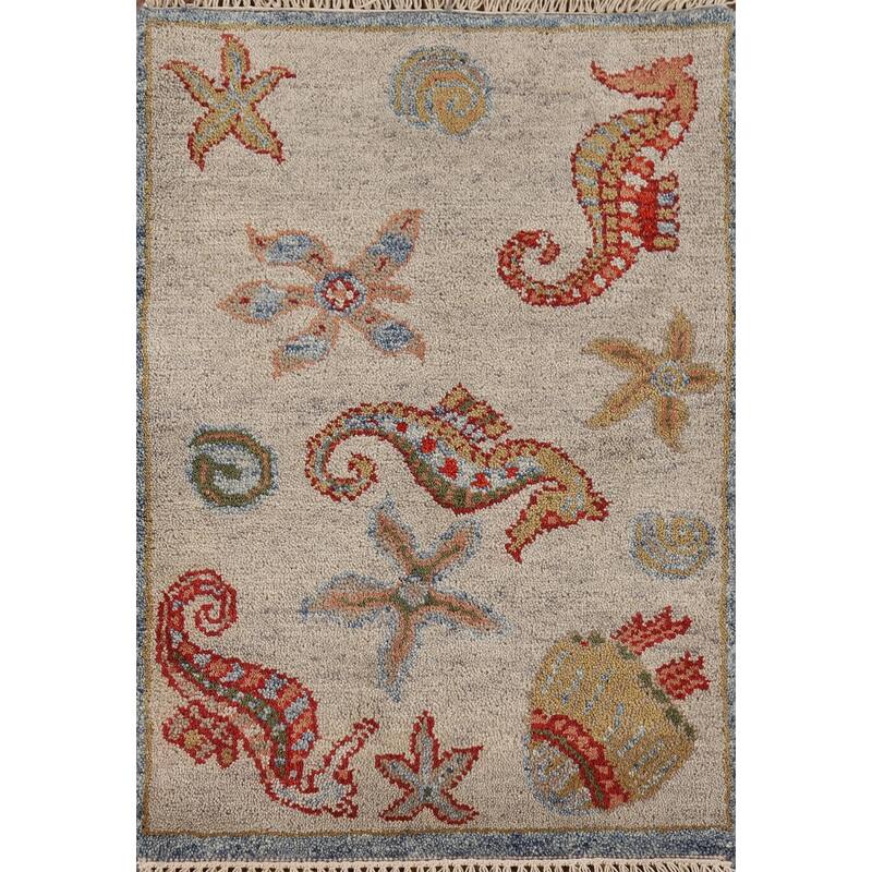 Animals Design Art Deco Accent Rug Handmade Oriental Wool Carpet - 2'0" x 3'0"