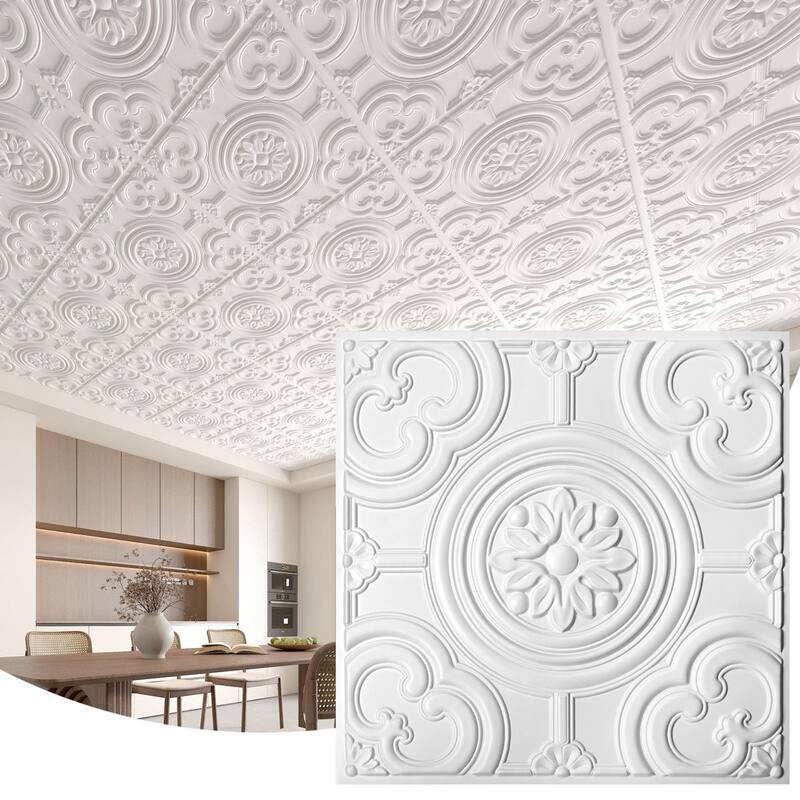 Atr3d 12 Pack 24"x24" 3D Wall Panel Ceiling Tiles Cover 48 Sq.Ft. for Home Decor