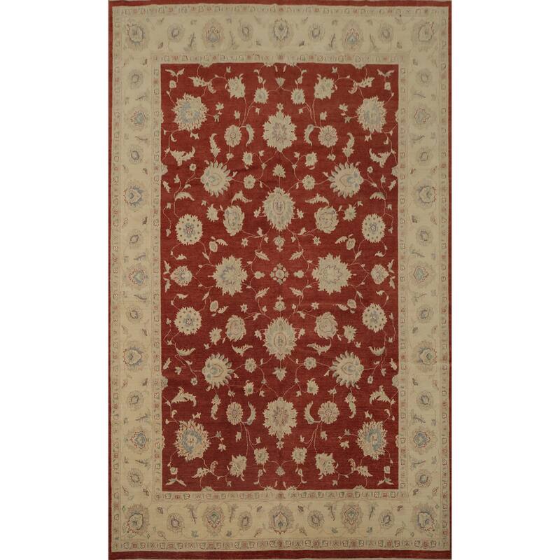 Hand Knotted Oriental 100% Wool Carpet Traditional All-Over Oranges & Rust Peshawar Area Rug - 13' 8'' X 10' 1''