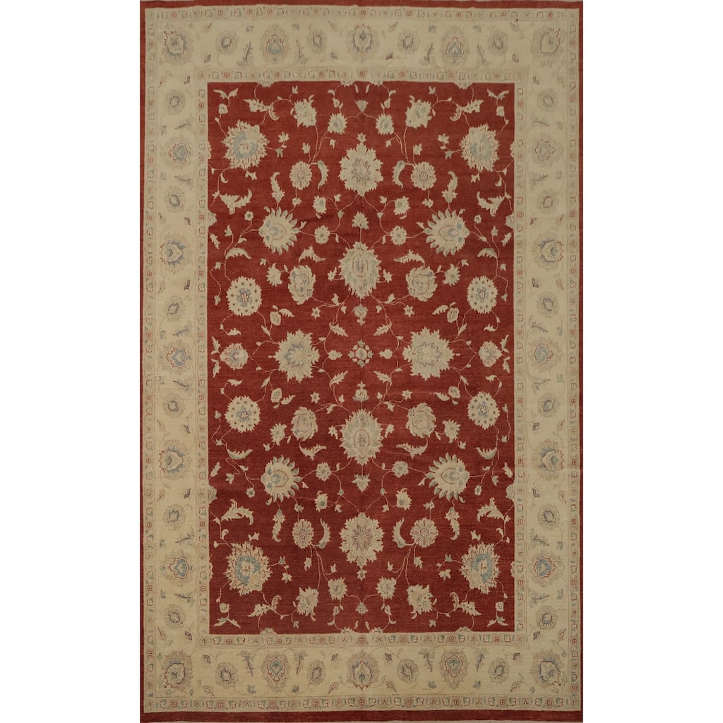 Hand Knotted Oriental 100% Wool Carpet Traditional All-Over Oranges & Rust Peshawar Area Rug - 13' 8'' X 10' 1''
