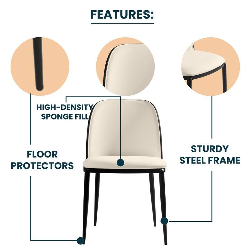 Dining Chair with Upholstered Seat Side Chair with MDF Wood Frame in Steel Set of 4