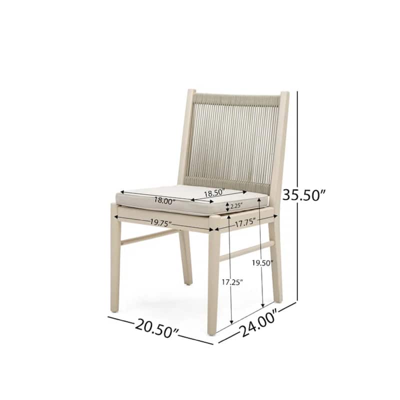 Orry Dining Side Chair Set of 2, Beige Roped Back, Acacia Wood