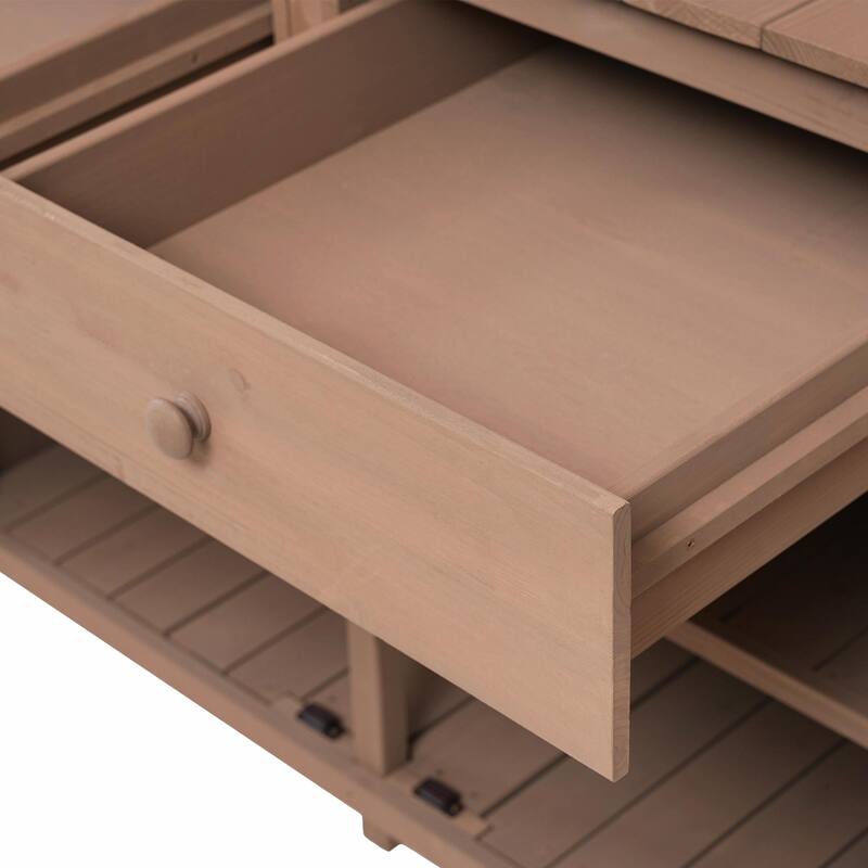 65-inch Garden Potting Bench - Fir Wood Workstation with Storage Shelf, Drawer