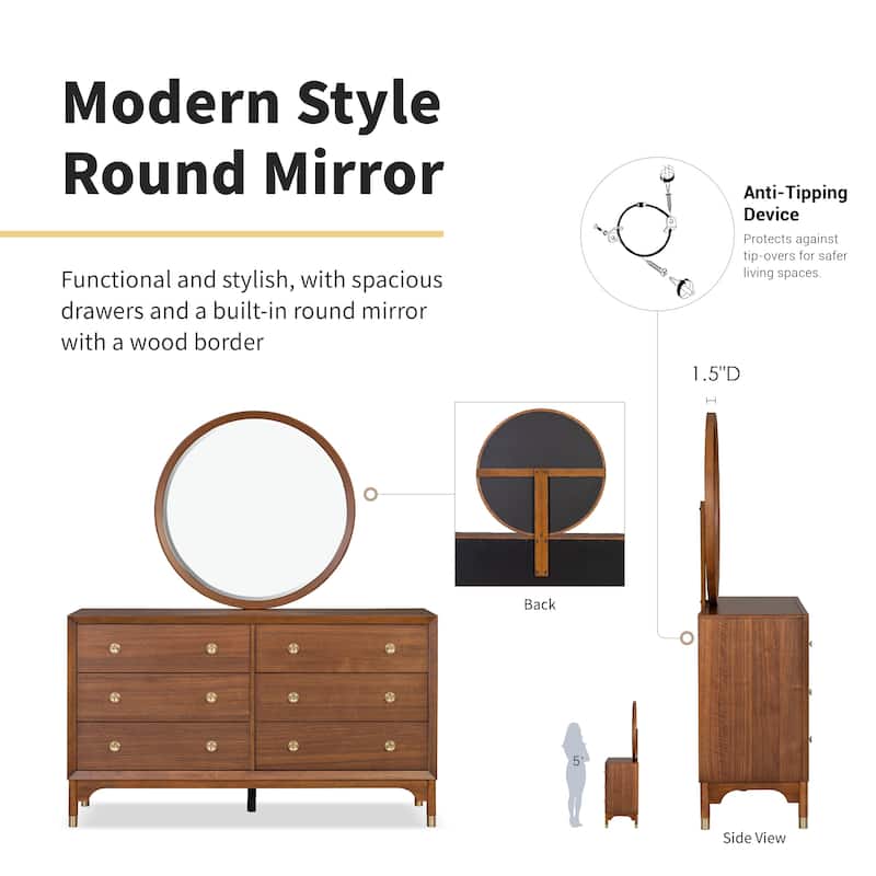 Furniture of America Forma Mid-Century Modern 4-Piece Walnut Solid Wood Platform Bedroom Set