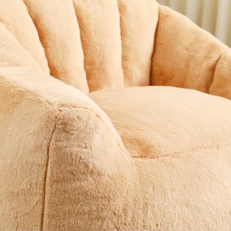 GDFStudio - Faux Fur 41.4" Deep Seat Bean Bag Chair with Armrests