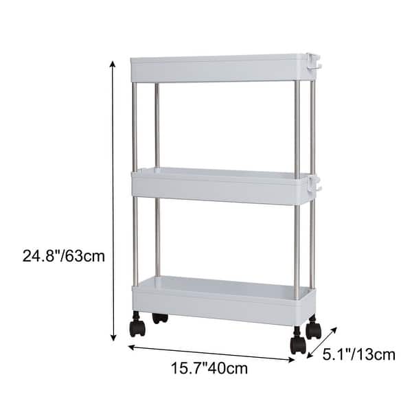 4-Tier Slide Out Gap Kitchen Slim Storage Tower Rack Shelves Cart Wheels