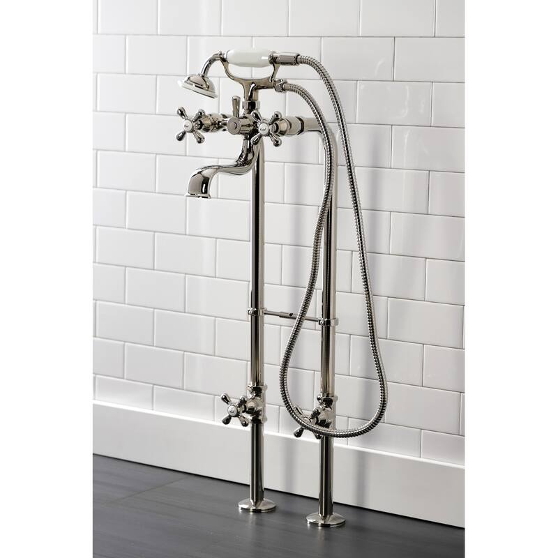Kingston Brass Freestanding Clawfoot Tub Faucet Package with Supply Line in Matte Black