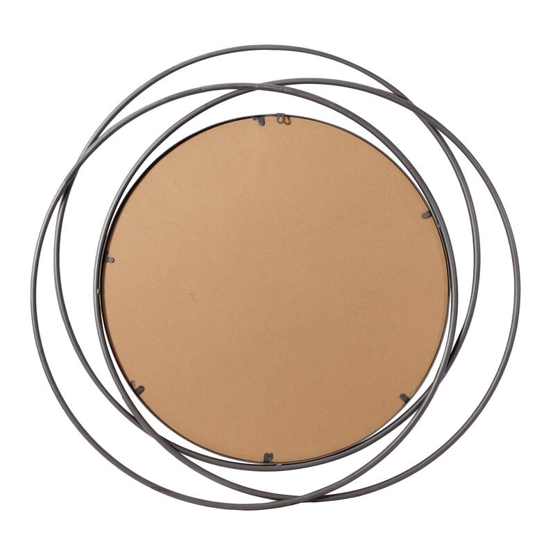 Stylish Metal Wall Mirror with Overlapping Circles and Foiled Finish - Gold or Gray