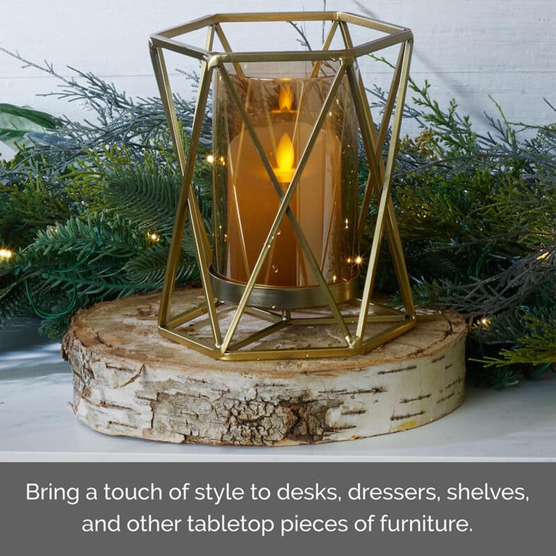 Elements Open Hexagon Candle Holder, 8 Inch