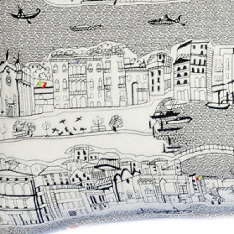 HomeRoots 35" White Venice Daylight Skyline Lumbar Decorative Pillow