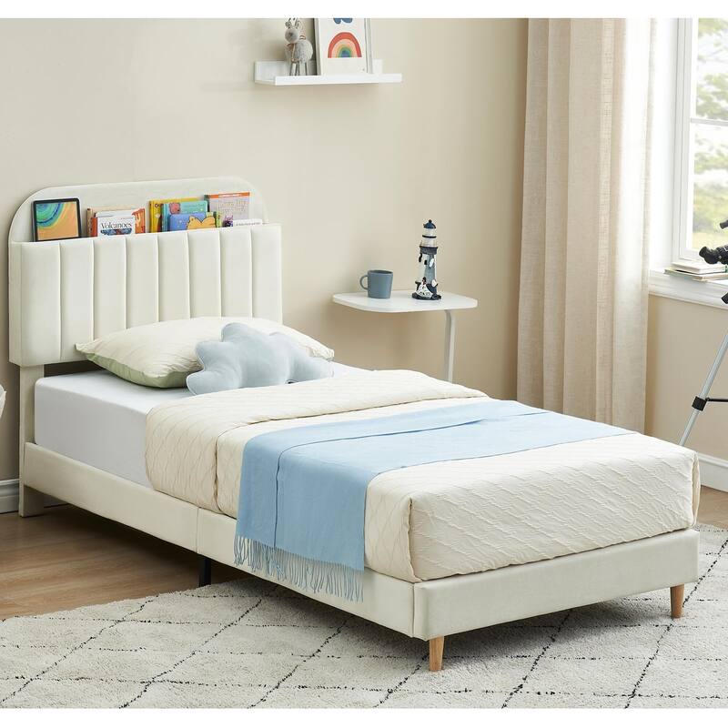 Twin/Twin XL/Full Size Bed Frame with Bookcase Headboard