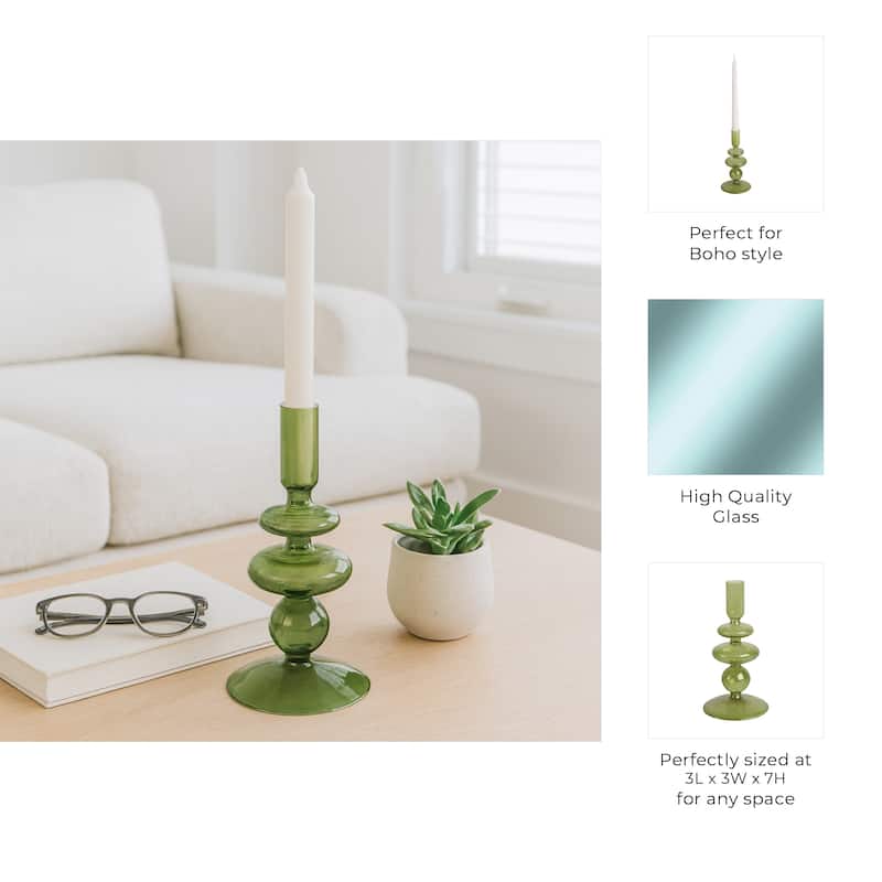 Sculptural Glass Candle Holder with Rounded Accent Base - Modern Tabletop Candle Holder for Any Room