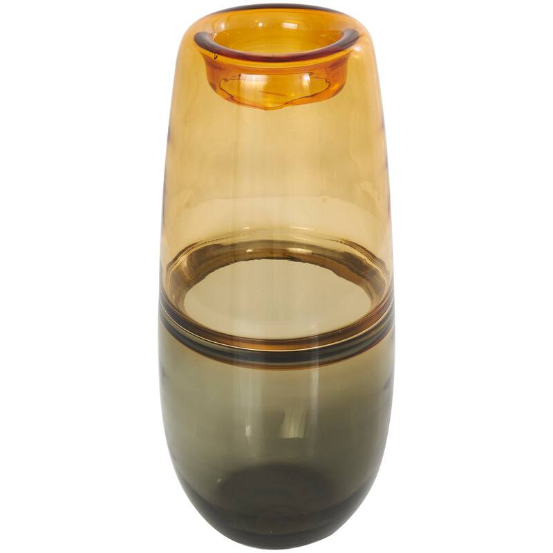 Orange Glass Handmade Ombre Vase with Gray Base
