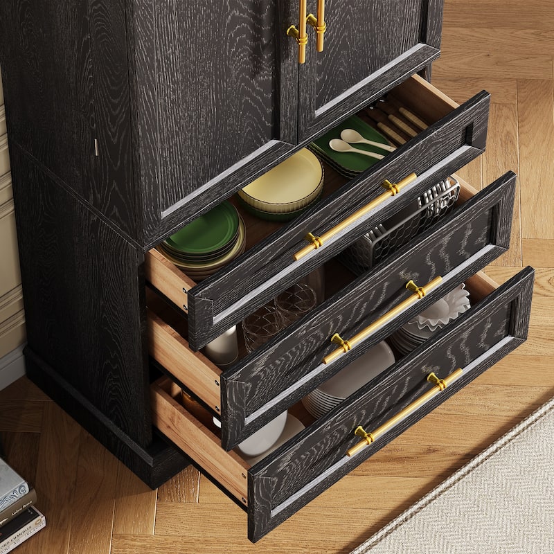 Rossetta Farmhouse Two-Tone Color Contrast Recessed Panel Design Kitchen Pantry Cabinet with Adjustable Thick Shelves