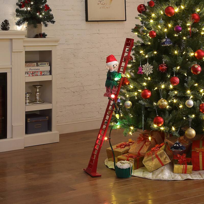 Mr. Christmas Animated & Musical Climbing Elf Light Strand Decoration - Red