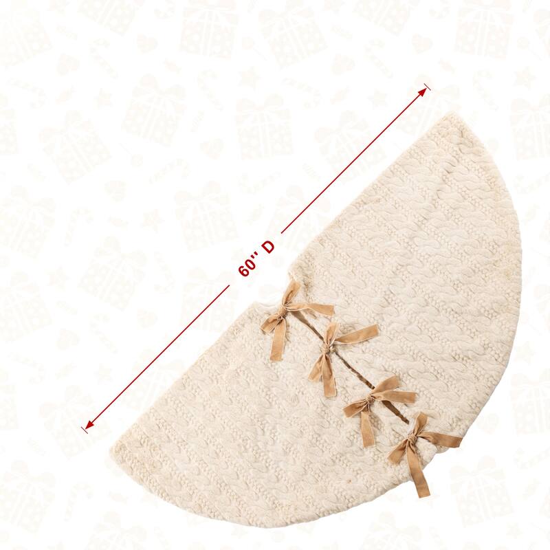 Glitzhome 21"L Plush Faux Fur Christmas Stocking with Bow & Tree Skirt