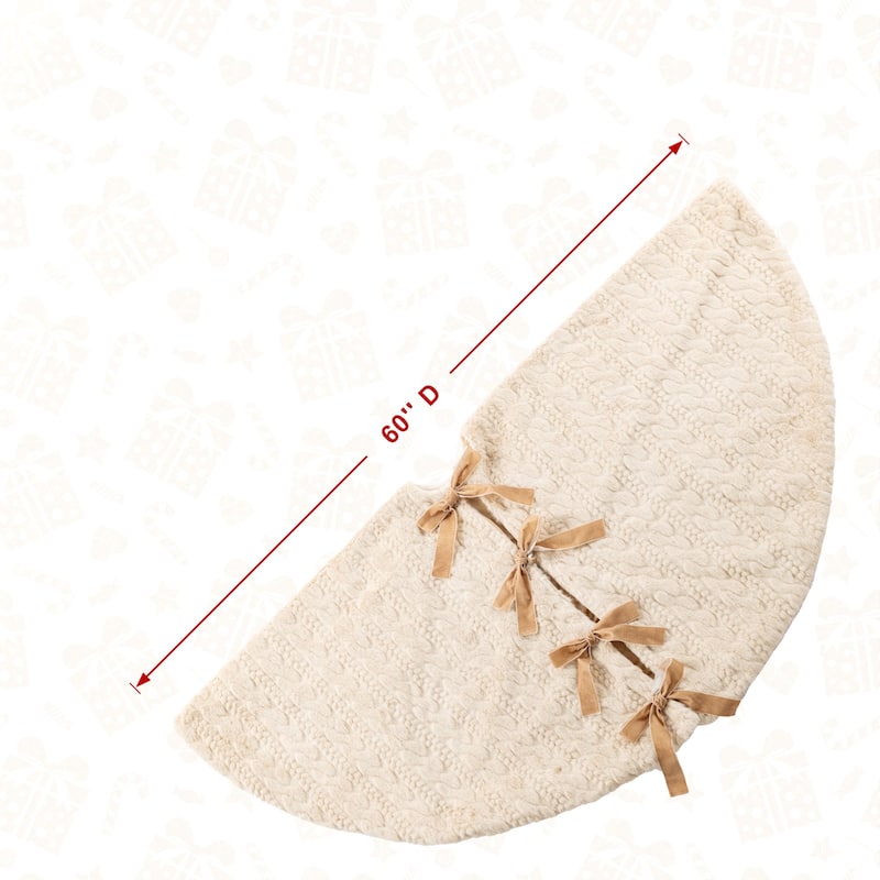 Glitzhome 48"D or 60"D Soft Fake Rabbit Fur Christmas Tree Skirt