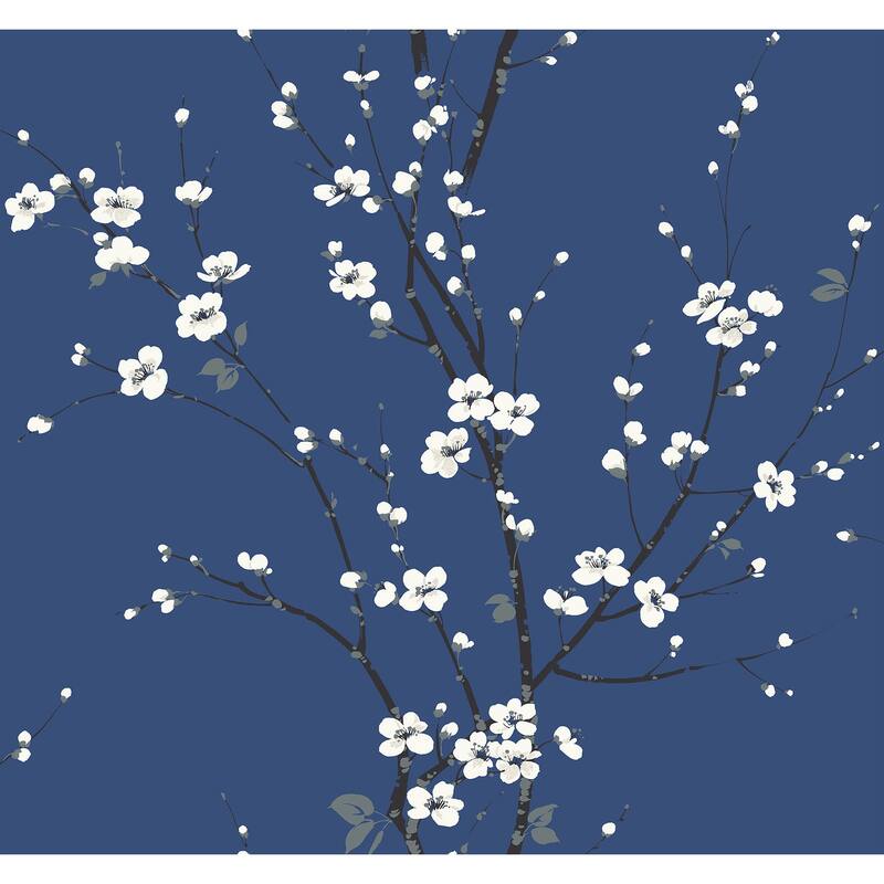 A-Street Prints Monterey Cobalt Floral Branch Wallpaper