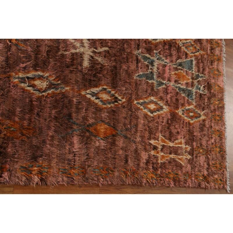 Hand Knotted Oriental 100% Wool Carpet Modern Tribal Pink Moroccan Area Rug - 9' 0'' X 5' 9''
