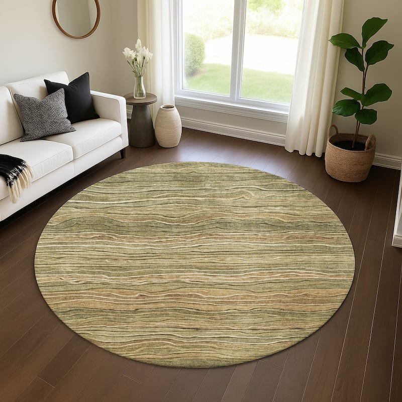 Premium Washable Super Soft Contemporary Stripe Mayfield Rug - Fern - 8' x 8'