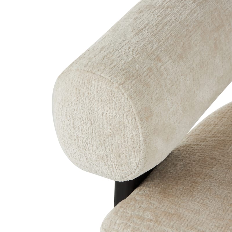 Polyester Accent Chair with Black Wood Support - Beige - Roche River Decor