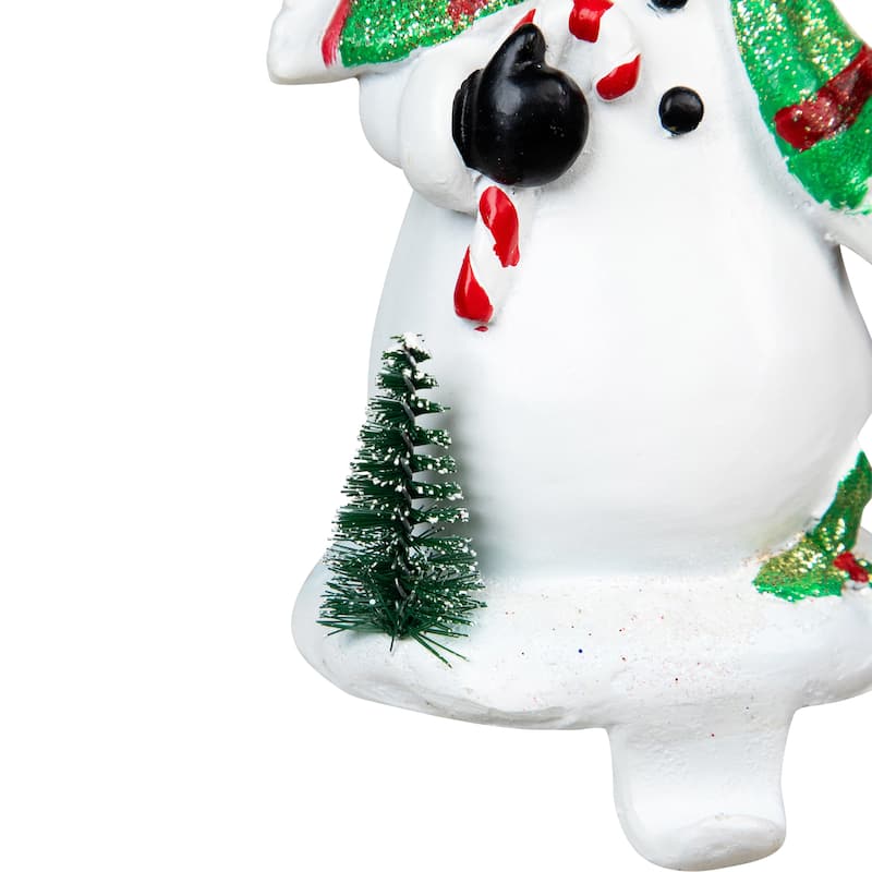 Glittered Snowman Christmas Stocking Holders - 5.75" - Set of 2