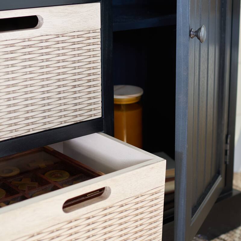 SAFAVIEH Cilla 2-Drawer And 3 Removable Baskets - 39.8" W x 12.5" L x 29.5" H - 41Wx13Dx26H - Black