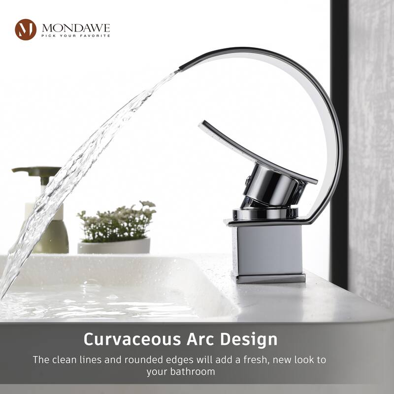 Luxury C-Shape Arc Waterfall Spout Single Handle 8 inch Bathroom Sink Faucet
