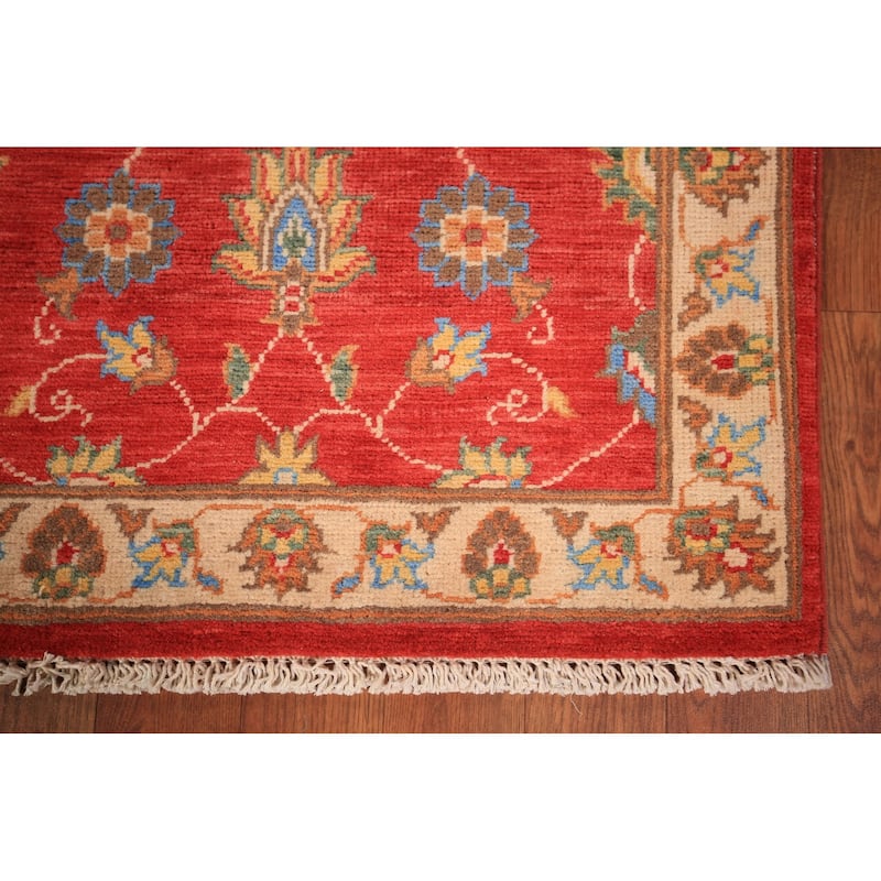 Floral Kazak Oriental Foyer Rug Hand-Knotted Red Wool Carpet - 2'0" x 3'0"