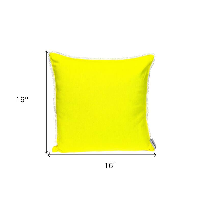 HomeRoots 16" Yellow Cotton Throw Pillow
