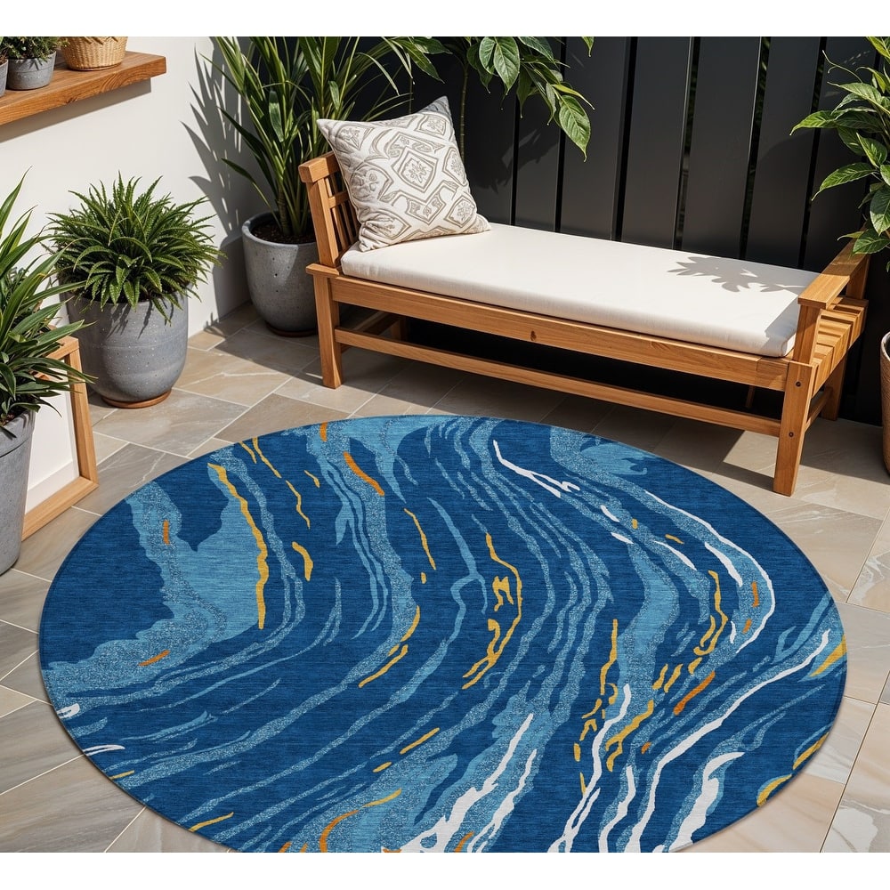 HomeRoots Abstract Transitional Rectangle Outdoor Rug