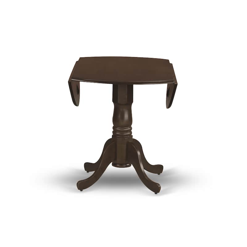 East West Furniture 5 Piece Dining Set- a Round Dining Room Table with Dropleaf and 4 Kitchen Chairs, Espresso (Seat Options)