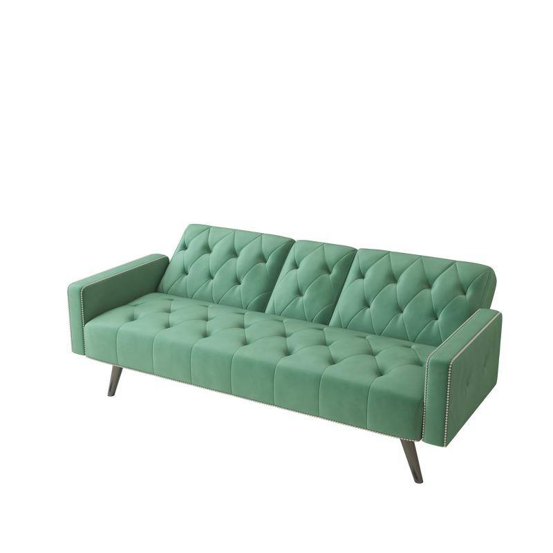 72 inch Velvet Sofa Bed With Two Cup Holders