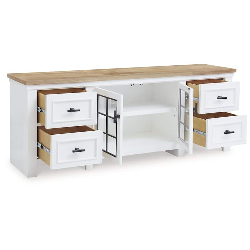 Signature Design by Ashley Ashbryn White/Natural 74" TV Stand for TVs up to 85" - 73.75" W x 18" D x 28.13" H