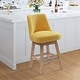 preview thumbnail 1 of 55, Boucle Polyester Upholstered Swivel Counter Stool - Foot Glides Mustard