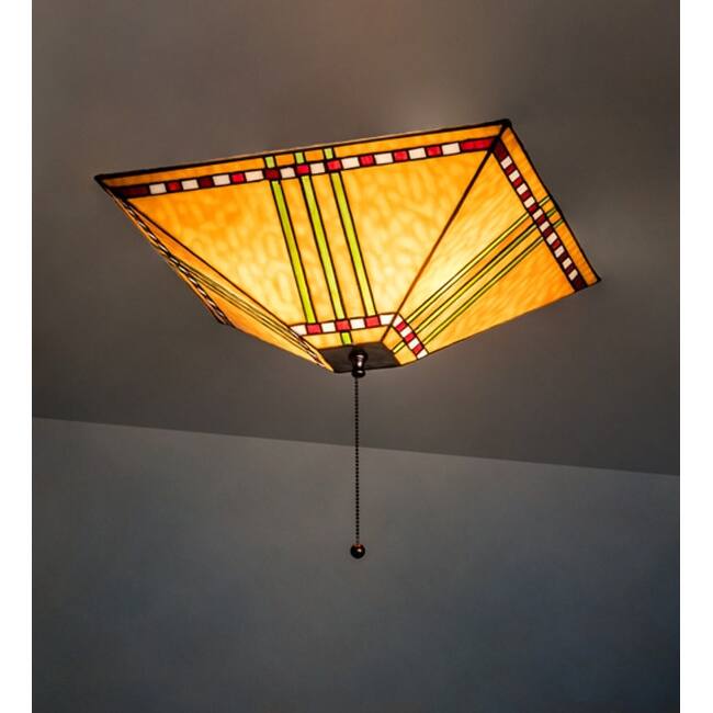 Meyda Tiffany 254214 Prairie Corn 3 Light 24" Wide Semi-Flush Ceiling