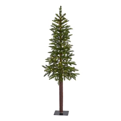 5ft. Alpine Artificial Christmas Tree with 100 Clear Microdot Multifunction LED Lights - Charming Small X-Mas Tree