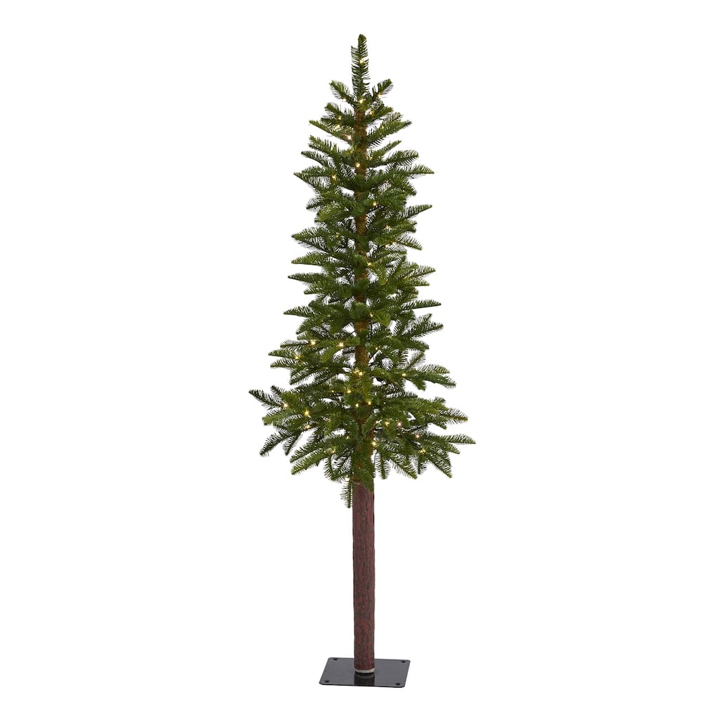5ft. Alpine Artificial Christmas Tree with 100 Clear Microdot Multifunction LED Lights - Charming Small X-Mas Tree
