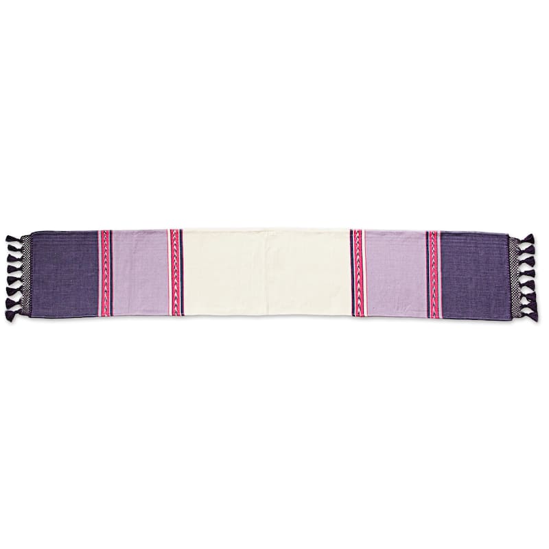 Novica Handmade Blushing Purple Cotton Table Runner