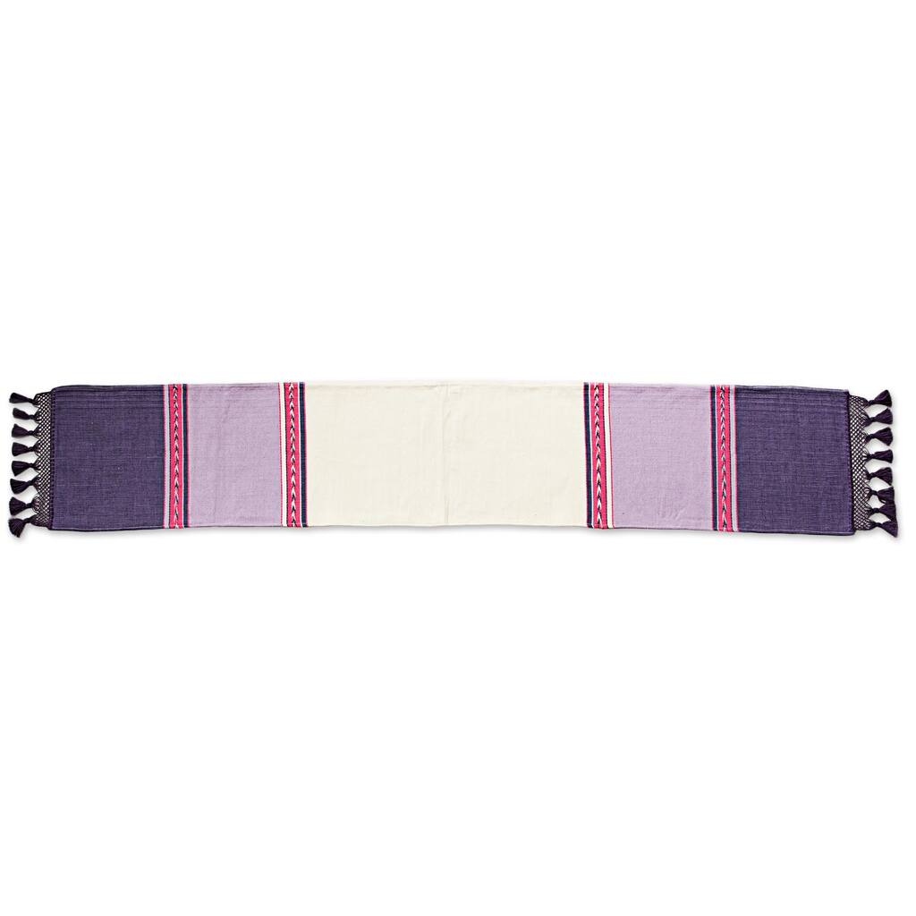 Novica Handmade Blushing Purple Cotton Table Runner