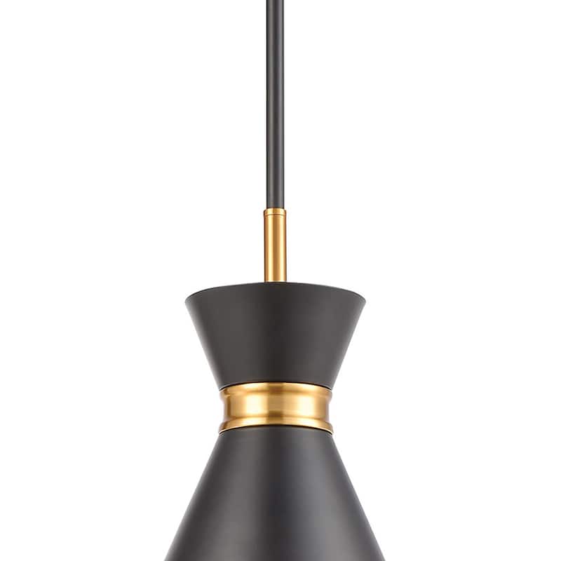 Elk Home Modley Matte Black With Black Metal Shade 1 Light Pendant