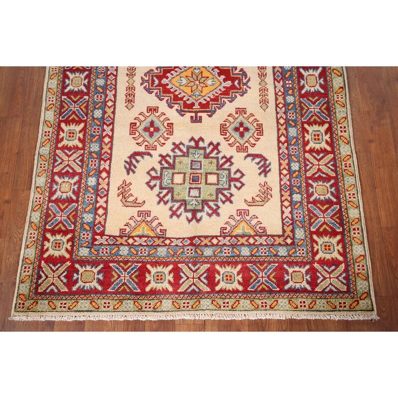 Kazak Foyer Rug Hand-Knotted Bedroom Wool Carpet - 3'4" x 4'11"