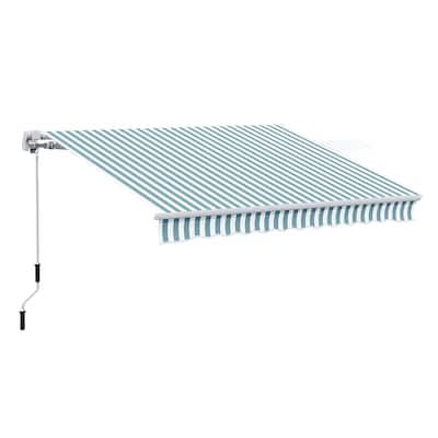 Retractable Awning Patio Awnings Sun Shade Shelter with Manual Crank Handle,12x10Ft,Fabric and Aluminum Frame